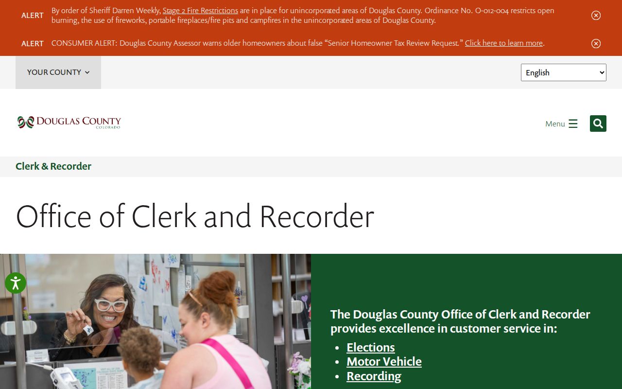 Parker residents directory view of the Douglas County Clerk and Recorder