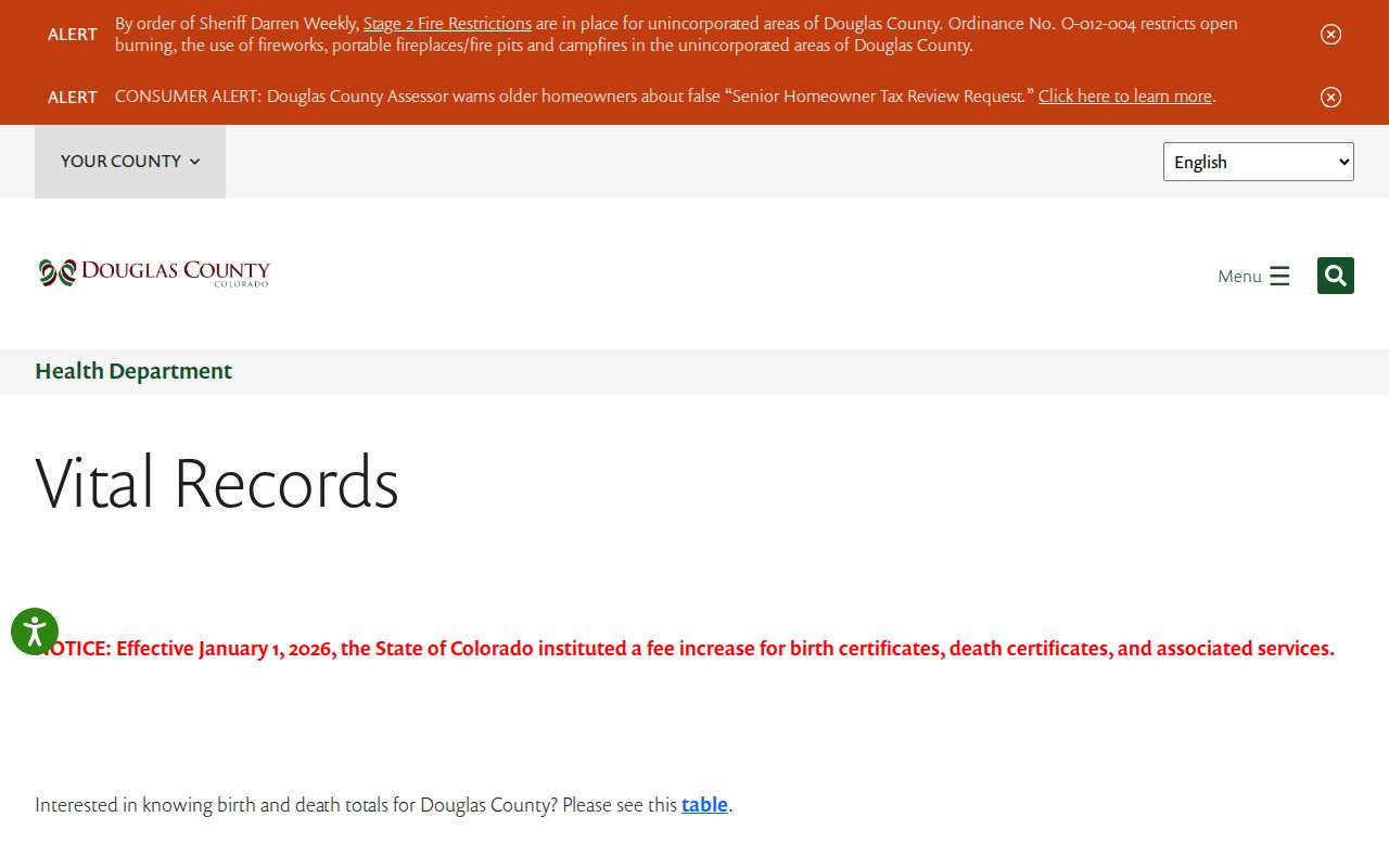 Parker resident lookup birth and death certificate access channels