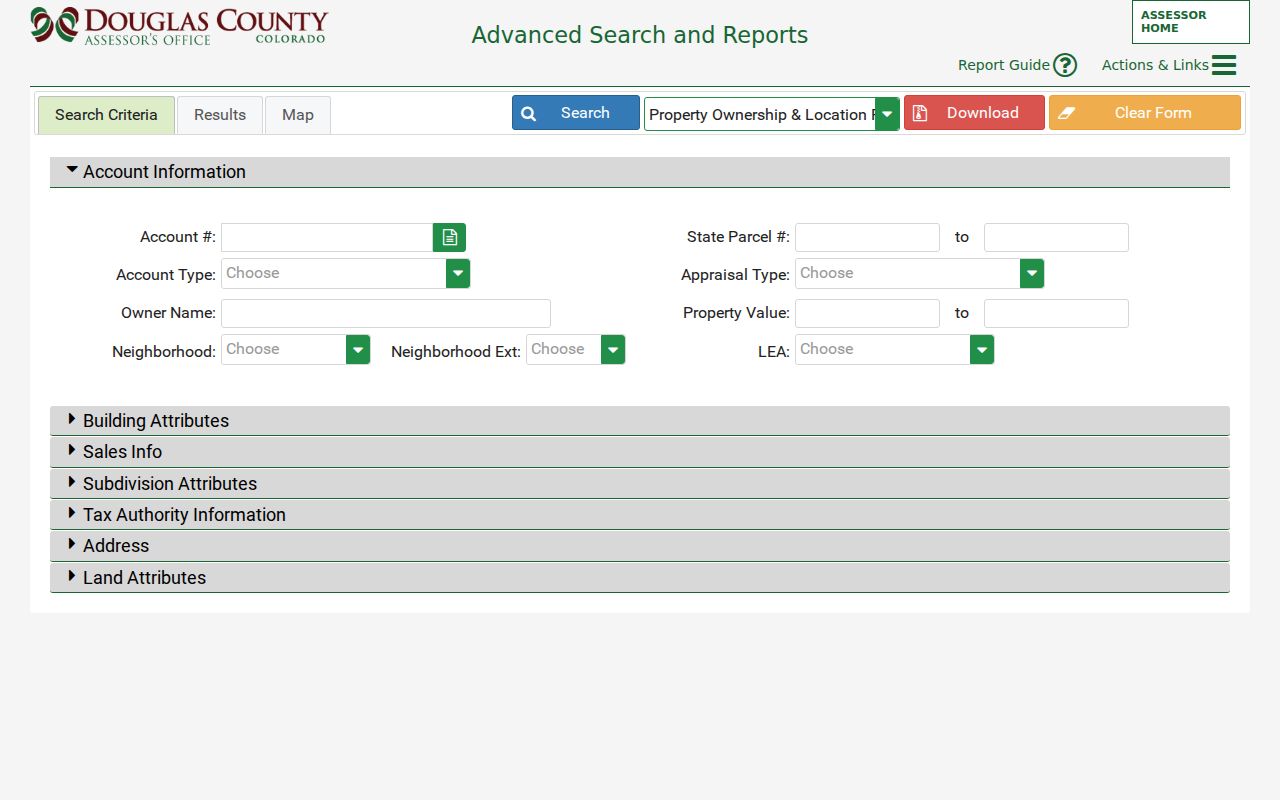 Parker street directory Douglas County Assessor property building and sales search